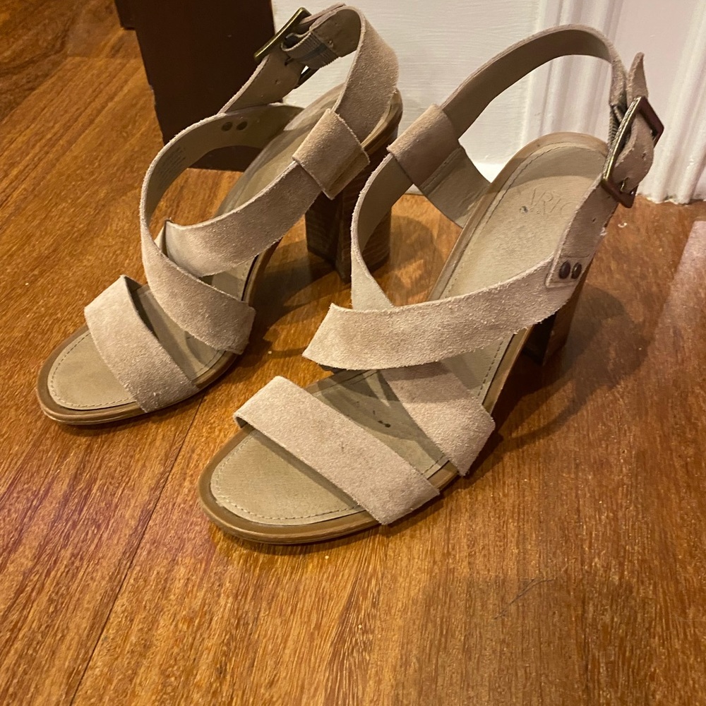 Taupe suede heels